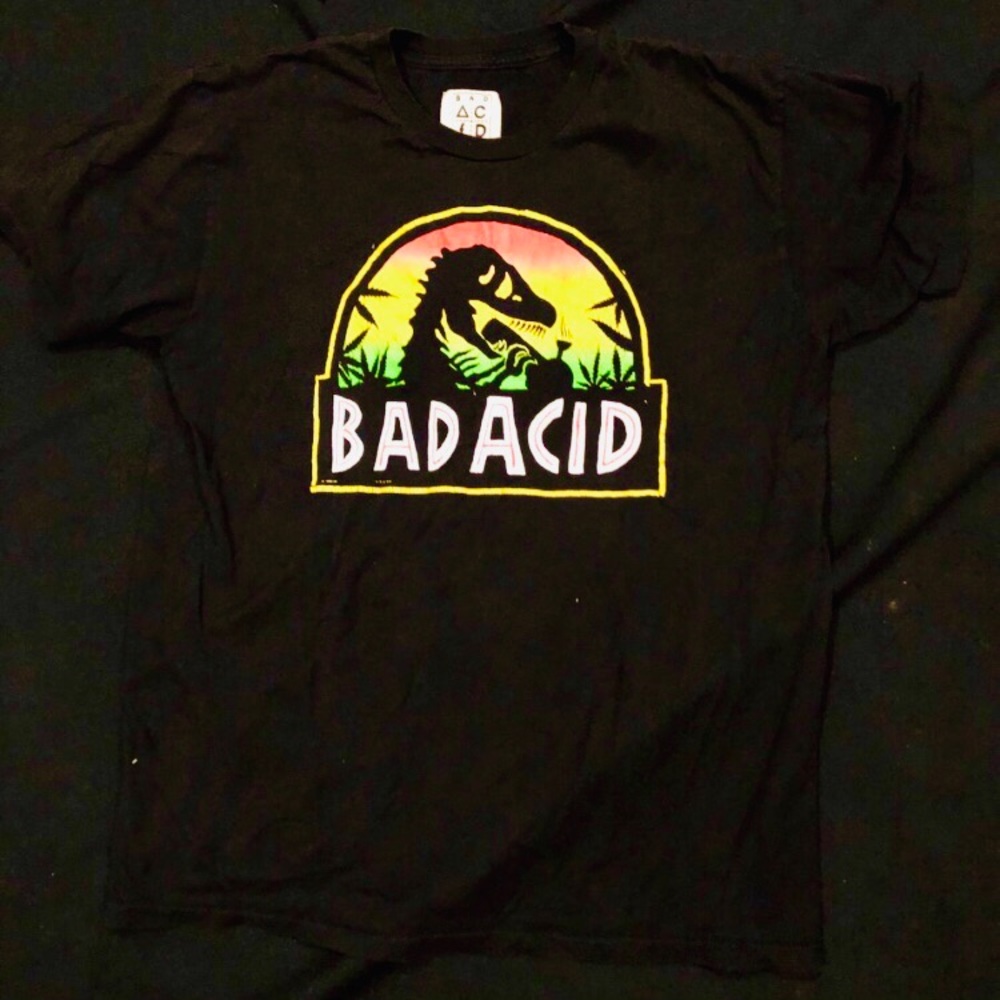 Bad Acid T - Shirt. Jurassic Park graphic.